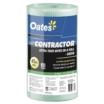 Oates Contractor Extra Thick Wipes on a Roll - GREEN