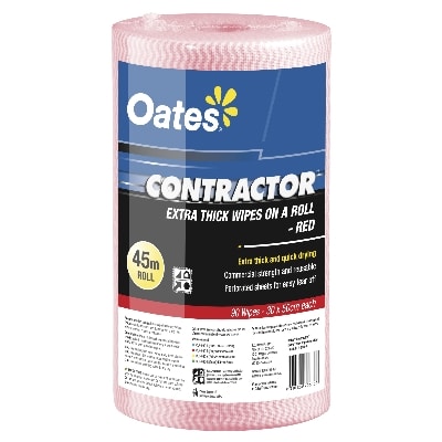 Oates Contractor Extra Thick Wipes on a Roll - RED