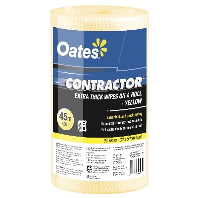 Oates Contractor Extra Thick Wipes on a Roll - YELLOW