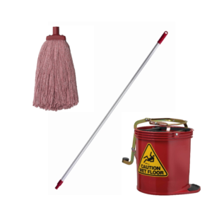 Oates Premium Kit – Includes Contractor Wringer Bucket, Mop Head & Handle – RED