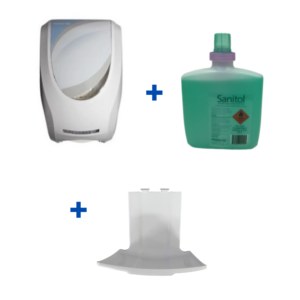 Whiteley Auto Hand Dispenser + Sanitol Pod + Drip Tray Bundle