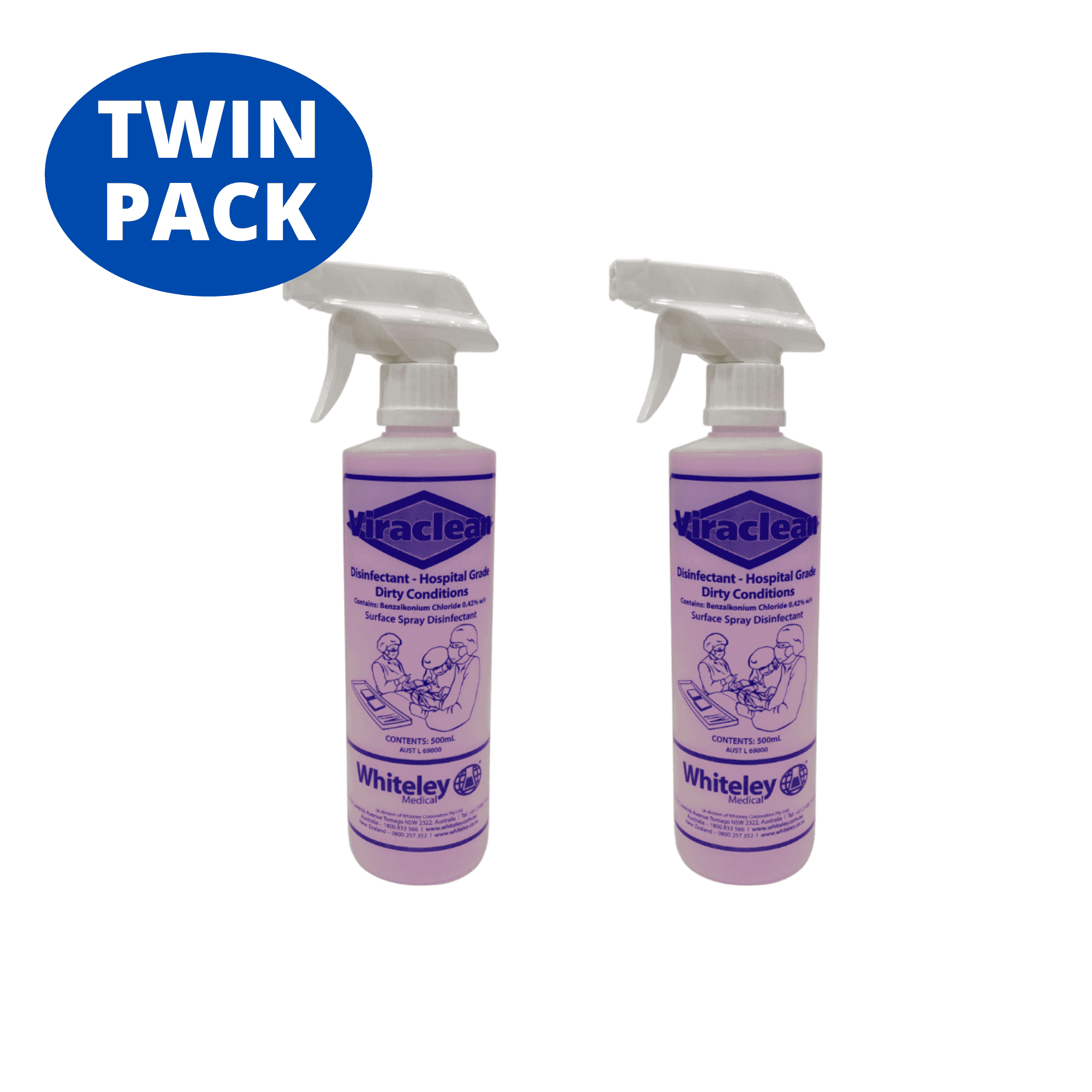 Whiteley Viraclean T/Spray 500ml – Twin Pack